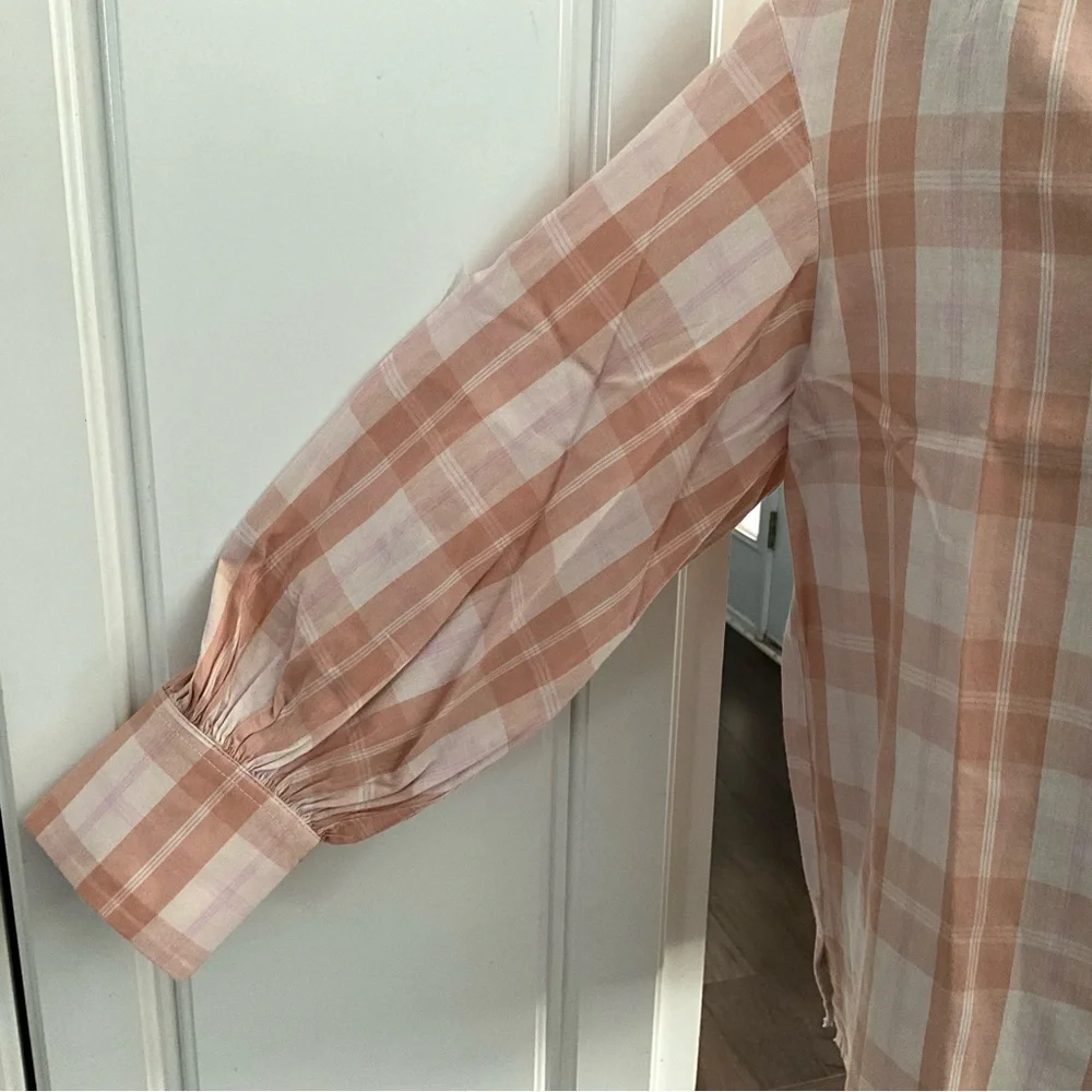 J. Crew Gathered Cottagecore Blouse Shirt Featherweight Peach Cotton - Picture 9 of 11